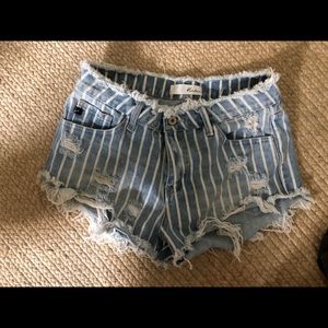 Striped cut-off Jean shorts